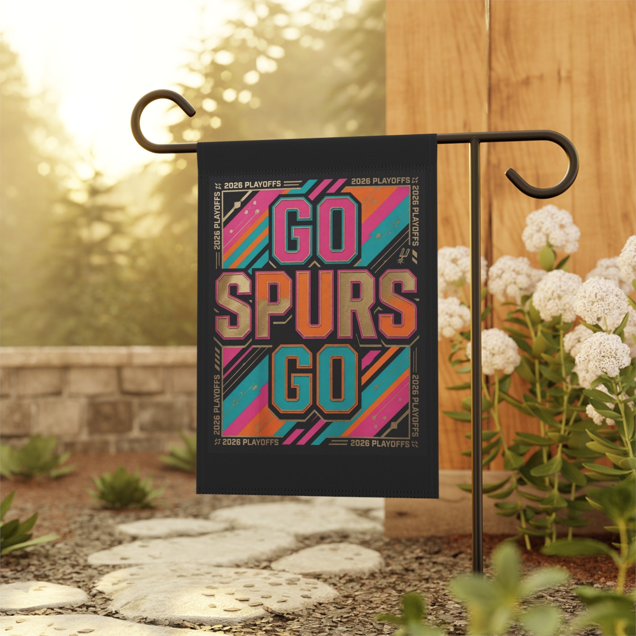 Go Spurs Go Garden Flag | House Banner, Sports Playoffs Design