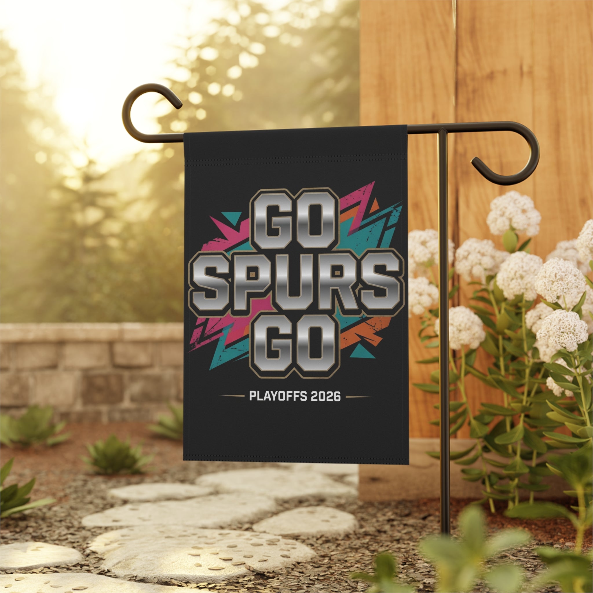 Go Spurs Go Garden Flag | House Banner, Sports Playoffs Design