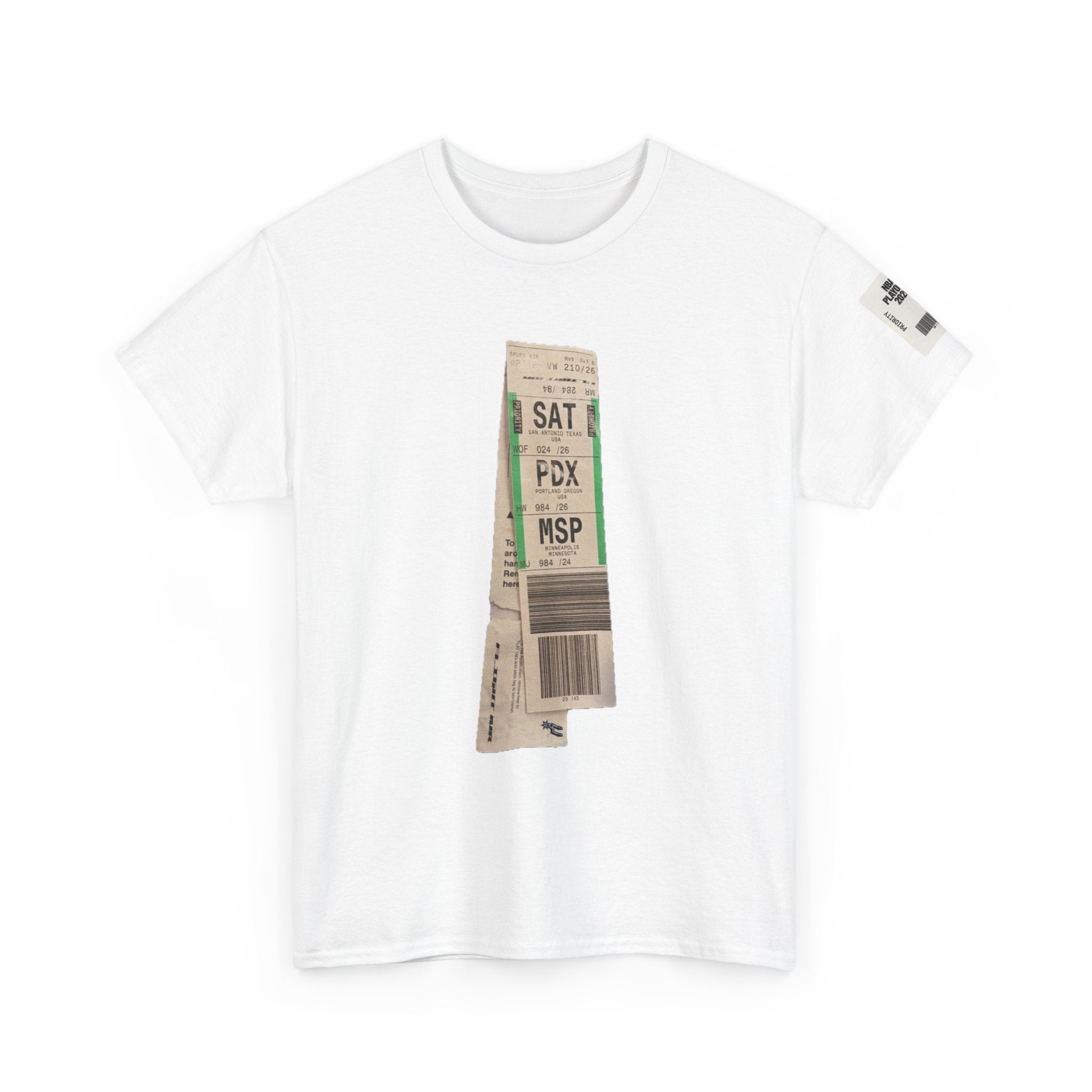 San Antonio Spurs Beat Portland Now Face Minnesota - Airport Code Luggage Tag T-Shirt - Jordan Style Playoff Tee