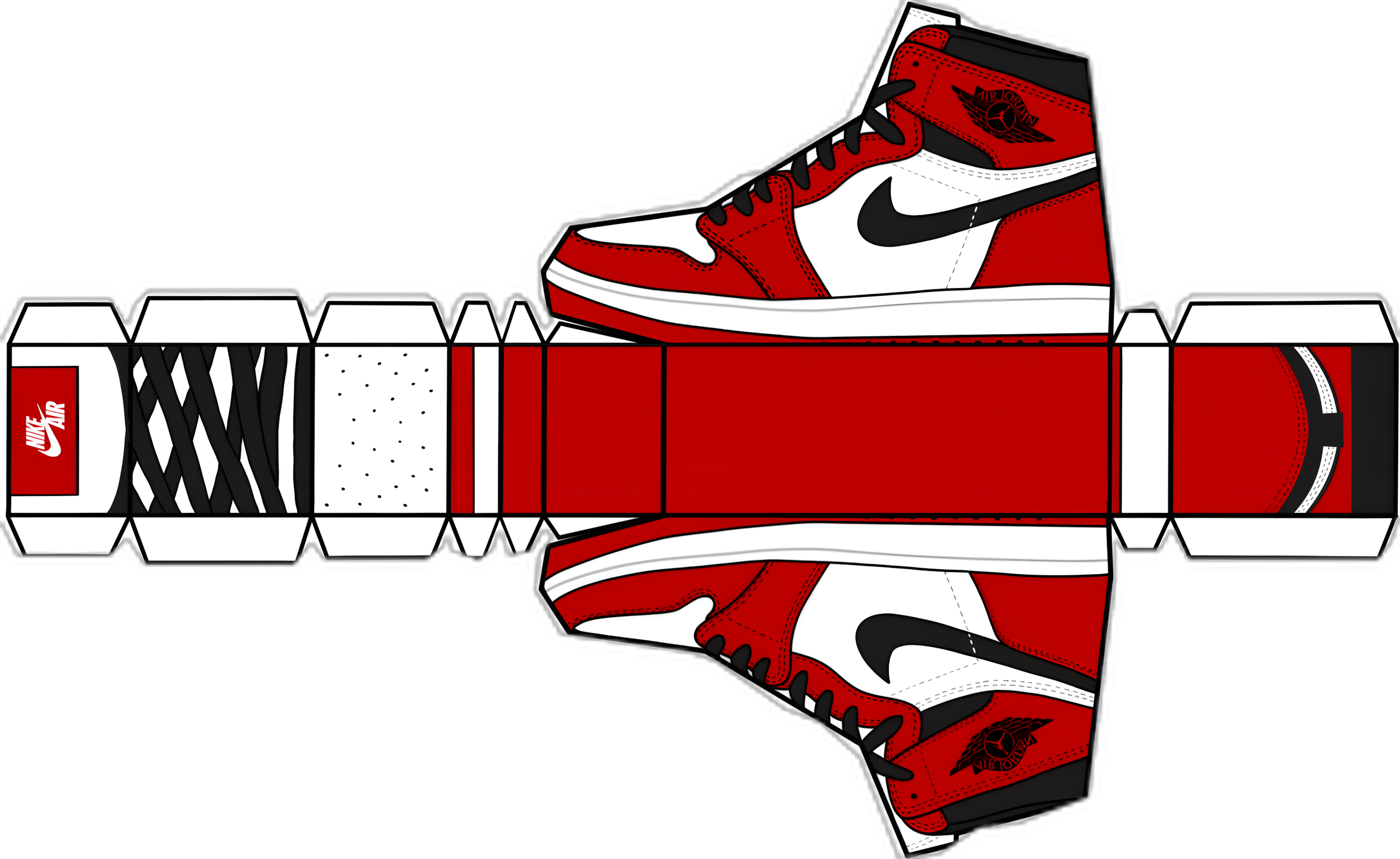 Air J 1 Chicago Papercraft Sneaker Template